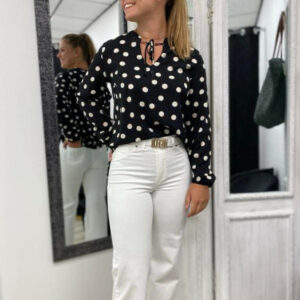 Blouse ML à pois blanc femme 4