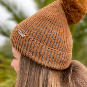 Bonnet camel laine pompom femme boutiques-caprices.fr - Lot-et-garonne