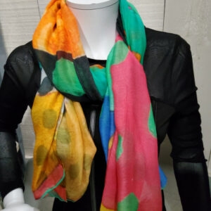 Foulard imprimé peinture multicolore- boutiques-caprices.fr - Lot-et-garonne