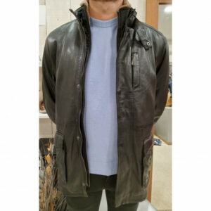 Parka en cuir noir Falcon